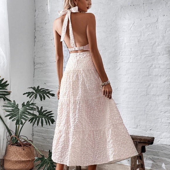 Boho White Halter Cut out Backless Dress Sexy - Picture 5 of 5